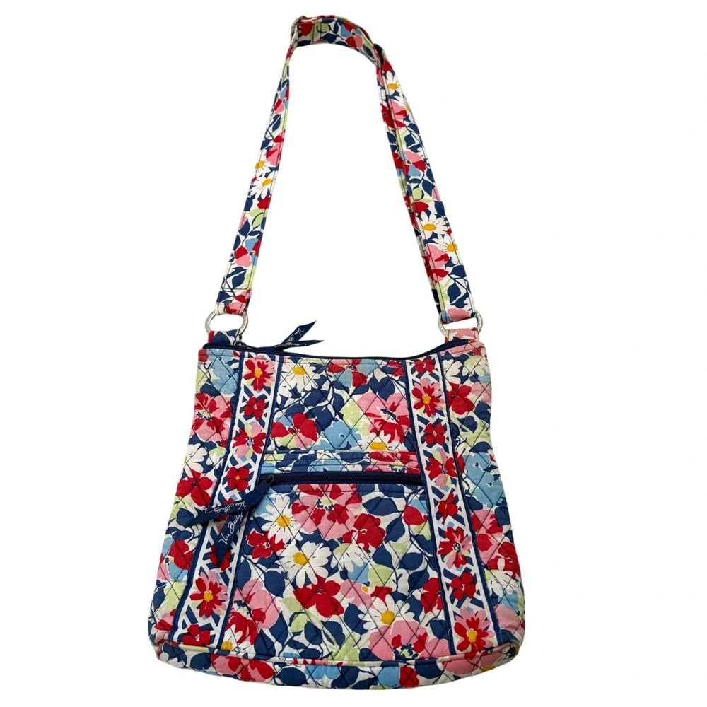 Vera Bradley Hipster Crossbody Bag Floral Quilted Cotton Blue Red Pink Travel